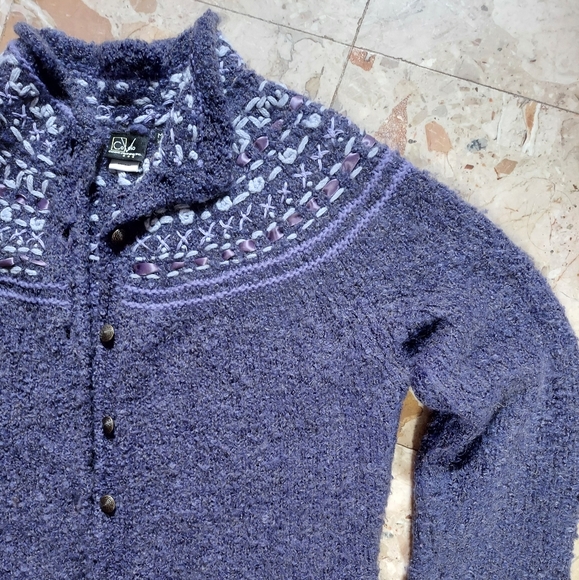 Covelo warm  boucle knit purple sweater fair Isle  ski sweater medium - Picture 4 of 4